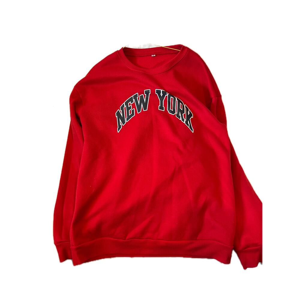New York Red Crewneck Sweatshirt, Mens M